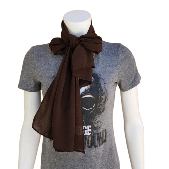 Brown Crinkled Textured Rectangle Chiffon Scarf Wrap Hijab from Egypt - Picture 8 of 10